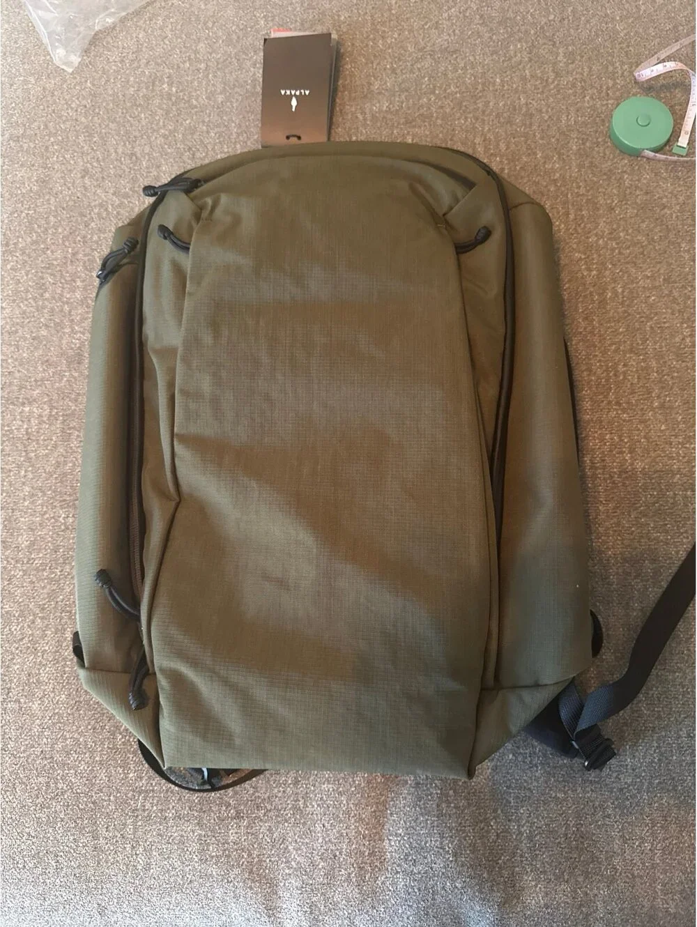 ALPAKA Traverse Backpack 30L Green Axoflux 400D Ripstop Travel Laptop Carry On